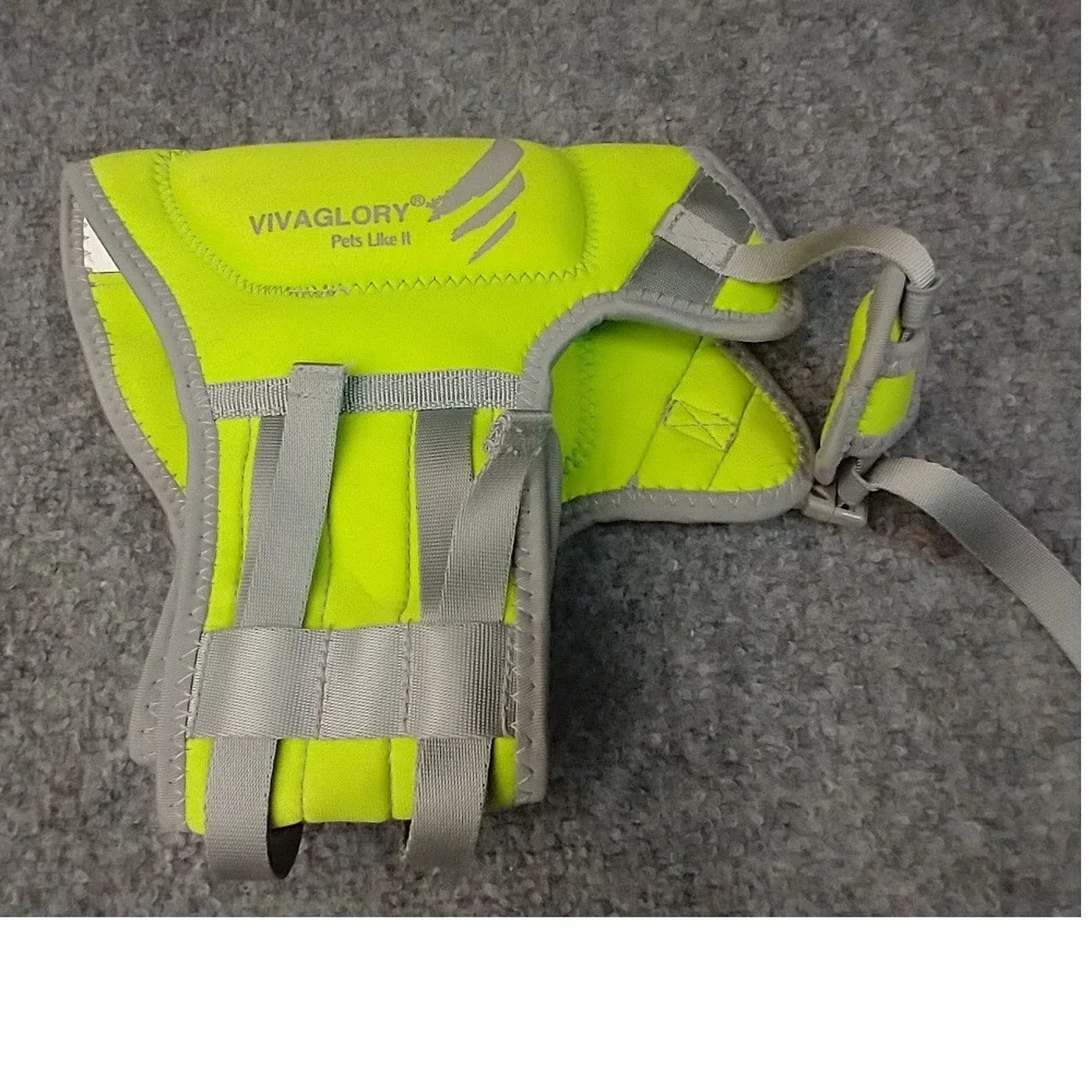 Vivaglory‎ Dog Life Jacket Neon Yellow Neoprene Safety Vest Size XS Reflective